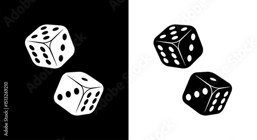 Game dice graphic icons set. Two signs isolated on white and black backgrounds. Vector illustration. EPS 10