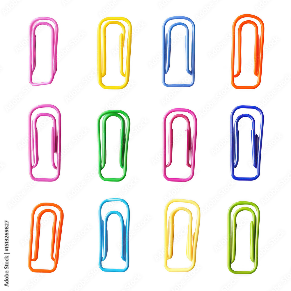 Set of colorful paper clips isolated on transparent background. Vector illustration. Set of colorful paper clips isolated on transparent background. Vector illustration.