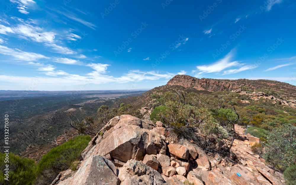 Fototapeta premium Scenic Hiking Trail Landscapes Through Wilpena Pound in Flinders Ranges National Park, South Australia