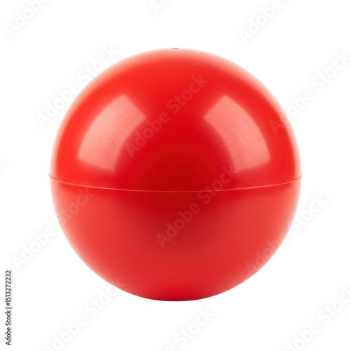 Red sphere isolated on transparent background, plastic container, capsule toy, vending machine, gumball machine use cases