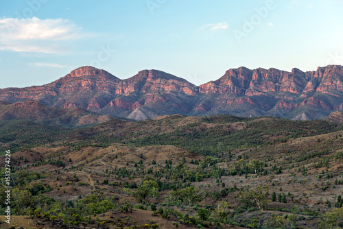 Scenic Hiking Trail Landscapes Through Wilpena Pound in Flinders Ranges National Park, South Australia