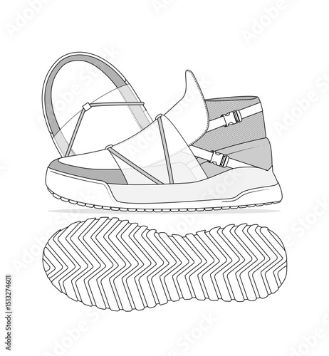 Fashion Sneaker Illustration, Footwear Design, Fashion Design, Adobe Illustration Vector, Graphic Illustration, Fashion Footwear cad