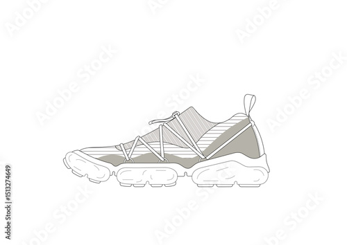Sneaker illustration, sneaker drawing, adobe illustrator file, vector illustration, vector drawing of sneaker, footwear, fashion design, footwear illustration, fashion illustration, footwear design