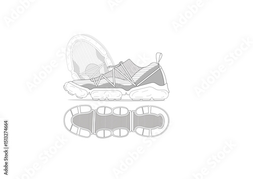 Sneaker illustration, sneaker drawing, adobe illustrator file, vector illustration, vector drawing of sneaker, footwear, fashion design, footwear illustration, fashion illustration, footwear design