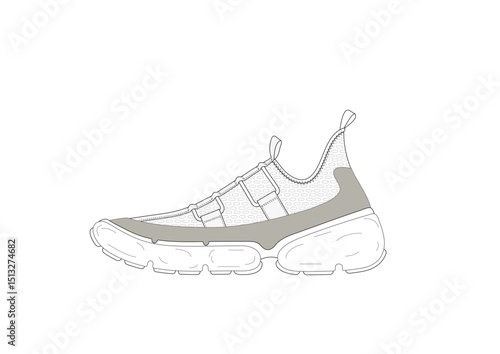 Sneaker illustration, sneaker drawing, adobe illustrator file, vector illustration, vector drawing of sneaker, footwear, fashion design, footwear illustration, fashion illustration, footwear design
