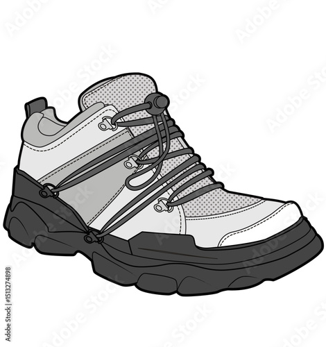 Sneaker illustration, sneaker drawing, adobe illustrator file, vector illustration, vector drawing of sneaker, footwear, fashion design, footwear illustration, fashion illustration, footwear design
