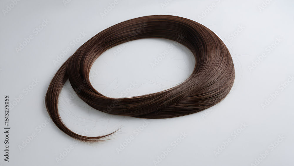 Human hair wig with soft texture and natural shine shown on a white background