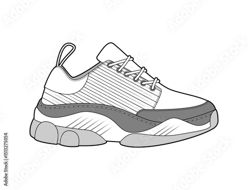 Sneaker illustration, sneaker drawing, adobe illustrator file, vector illustration, vector drawing of sneaker, footwear, fashion design, footwear illustration, fashion illustration, footwear design