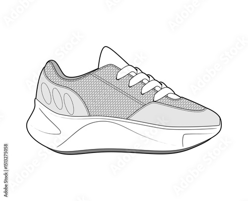 Sneaker illustration, sneaker drawing, adobe illustrator file, vector illustration, vector drawing of sneaker, footwear, fashion design, footwear illustration, fashion illustration, footwear design