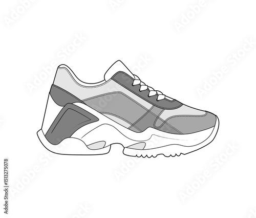 Sneaker illustration, sneaker drawing, adobe illustrator file, vector illustration, vector drawing of sneaker, footwear, fashion design, footwear illustration, fashion illustration, footwear design