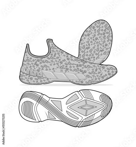 Sneaker illustration, sneaker drawing, adobe illustrator file, vector illustration, vector drawing of sneaker, footwear, fashion design, footwear illustration, fashion illustration, footwear design