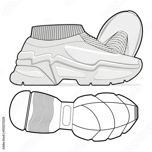 Sneaker illustration, sneaker drawing, adobe illustrator file, vector illustration, vector drawing of sneaker, footwear, fashion design, footwear illustration, fashion illustration, footwear design