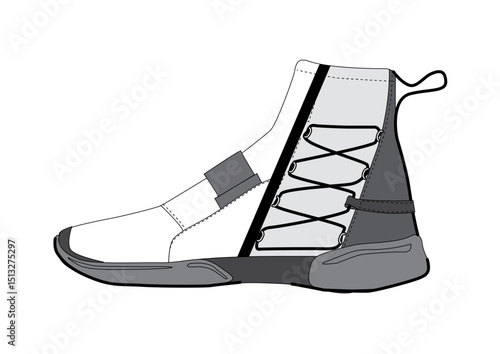 Sneaker illustration, sneaker drawing, adobe illustrator file, vector illustration, vector drawing of sneaker, footwear, fashion design, footwear illustration, fashion illustration, footwear design