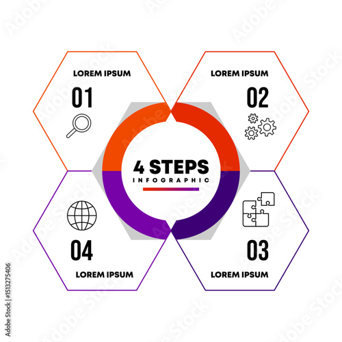 Circle chart infographic template with 4 options for strategy presentations Business. Vector Eps	
