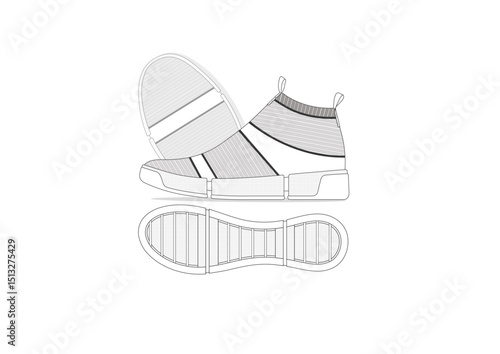Sneaker illustration, sneaker drawing, adobe illustrator file, vector illustration, vector drawing of sneaker, footwear, fashion design, footwear illustration, fashion illustration, footwear design