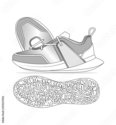 Sneaker illustration, sneaker drawing, adobe illustrator file, vector illustration, vector drawing of sneaker, footwear, fashion design, footwear illustration, fashion illustration, footwear design