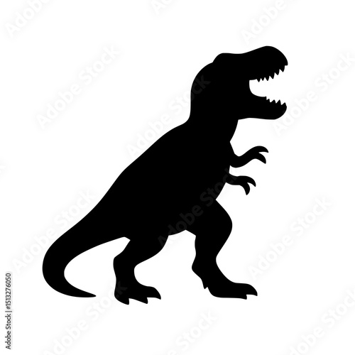 Black Silhouette of Standing T-Rex with Open Mouth