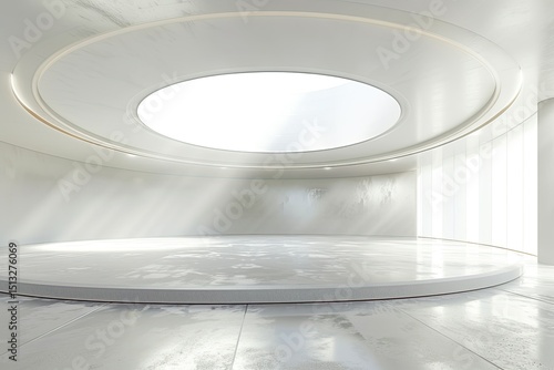 Sharp Picture of Empty Round Room, Sense of Space, 3D RenderingHigh Detail, 8K