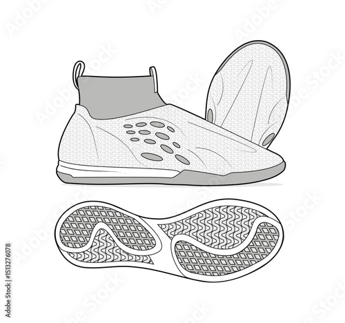 Fashion Sneaker Illustration, Footwear Design, Fashion Design, Adobe Illustration Vector, Graphic Illustration, Fashion Footwear cad