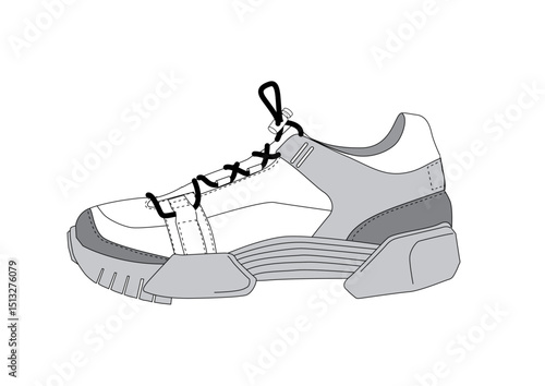 Fashion Sneaker Illustration, Footwear Design, Fashion Design, Adobe Illustration Vector, Graphic Illustration, Fashion Footwear cad