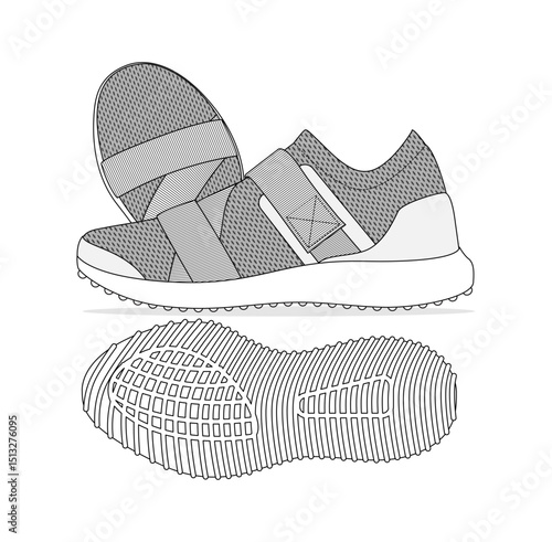Fashion Sneaker Illustration, Footwear Design, Fashion Design, Adobe Illustration Vector, Graphic Illustration, Fashion Footwear cad