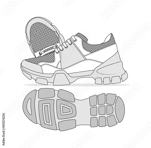 Fashion Sneaker Illustration, Footwear Design, Fashion Design, Adobe Illustration Vector, Graphic Illustration, Fashion Footwear cad
