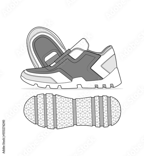 Fashion Sneaker Illustration, Footwear Design, Fashion Design, Adobe Illustration Vector, Graphic Illustration, Fashion Footwear cad