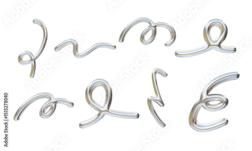 Metallic Pastel Abstract Stroke Line. A stylish collection of 8 metallic pastel stroke shapes featuring loops swirls waves and zigzags in fluid chrome. Perfect for motion graphics modern layouts