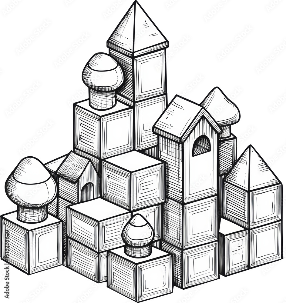 Fototapeta premium block toy drawing 