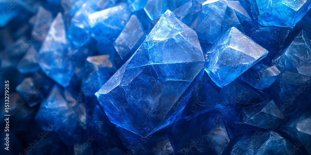 Macro photograph showcasing a cluster of deep blue crystals. Macro photograph showcasing a cluster of deep blue crystals.