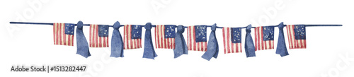 Patriotic bunting american flag with watercolor