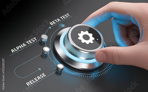 Software Development Lifecycle with Testing Phases, software development, alpha testing, beta testing, release phase, software lifecycle.	