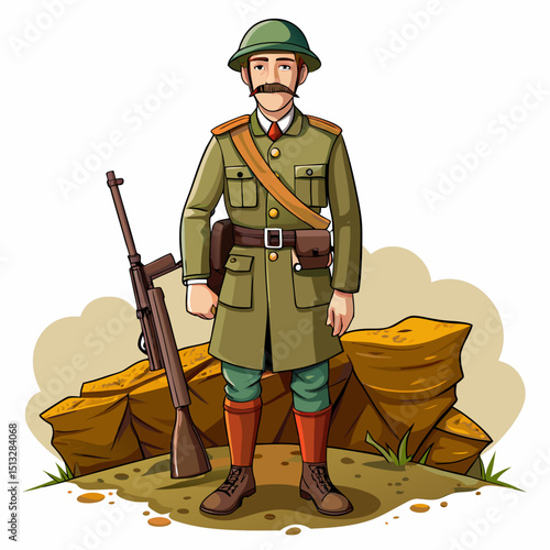 World War I Vector Illustrations – Soldiers, Weapons, Trenches and Historic Elements