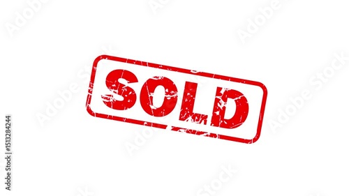 Sold stamp animation on a white background