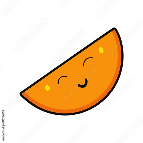 Orange Fruit Wedge with Juicy Droplets and Wink Flat vector illustration isolated on white background