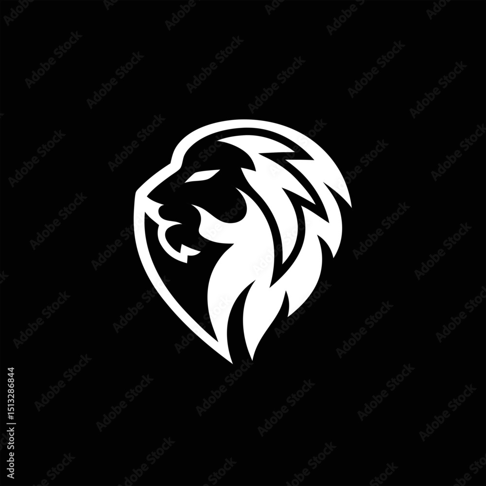 Fototapeta premium lion head line vector button art, symbolising strength, courage, and leadership.
