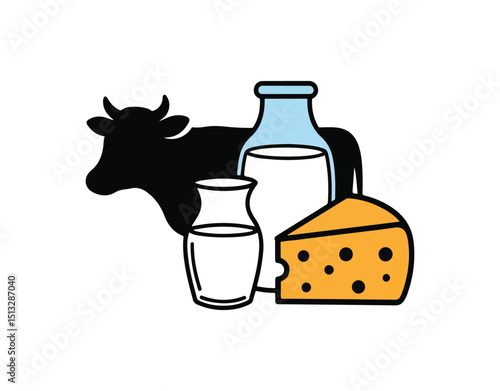Silhouette icon of dairy products in vector format. Logo design.