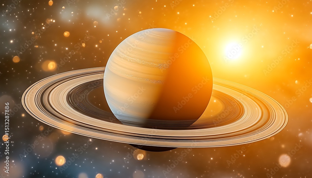 Naklejka premium Ringed planet in space