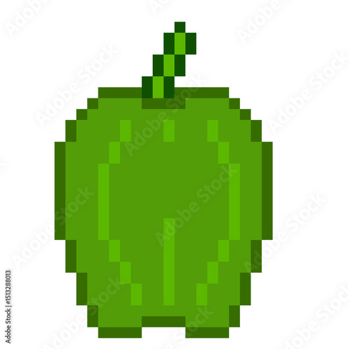 Green Bell Pepper Pixel Art Illustration