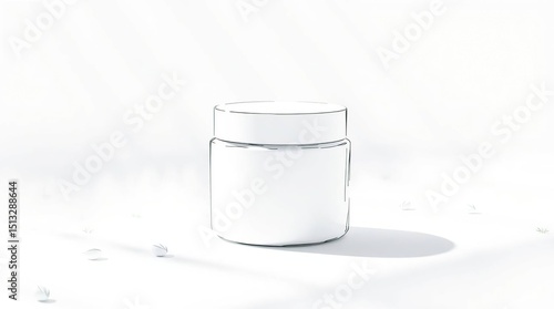 Dreamy Hand-Drawn Sketch White Cosmetic Jar Mockup with Soft Volumetric Lighting