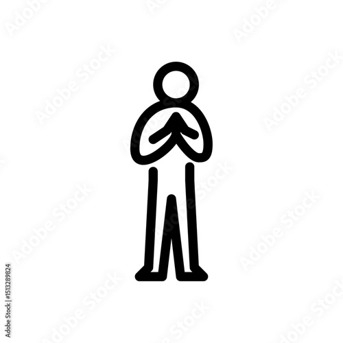 apologize gesture outline icon. figure saying sorry line art illustration.