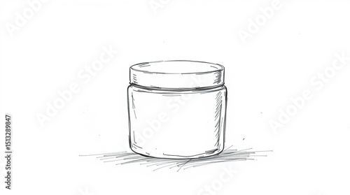 Vivid Hand-Drawn Sketch White Cream Jar Mockup Design