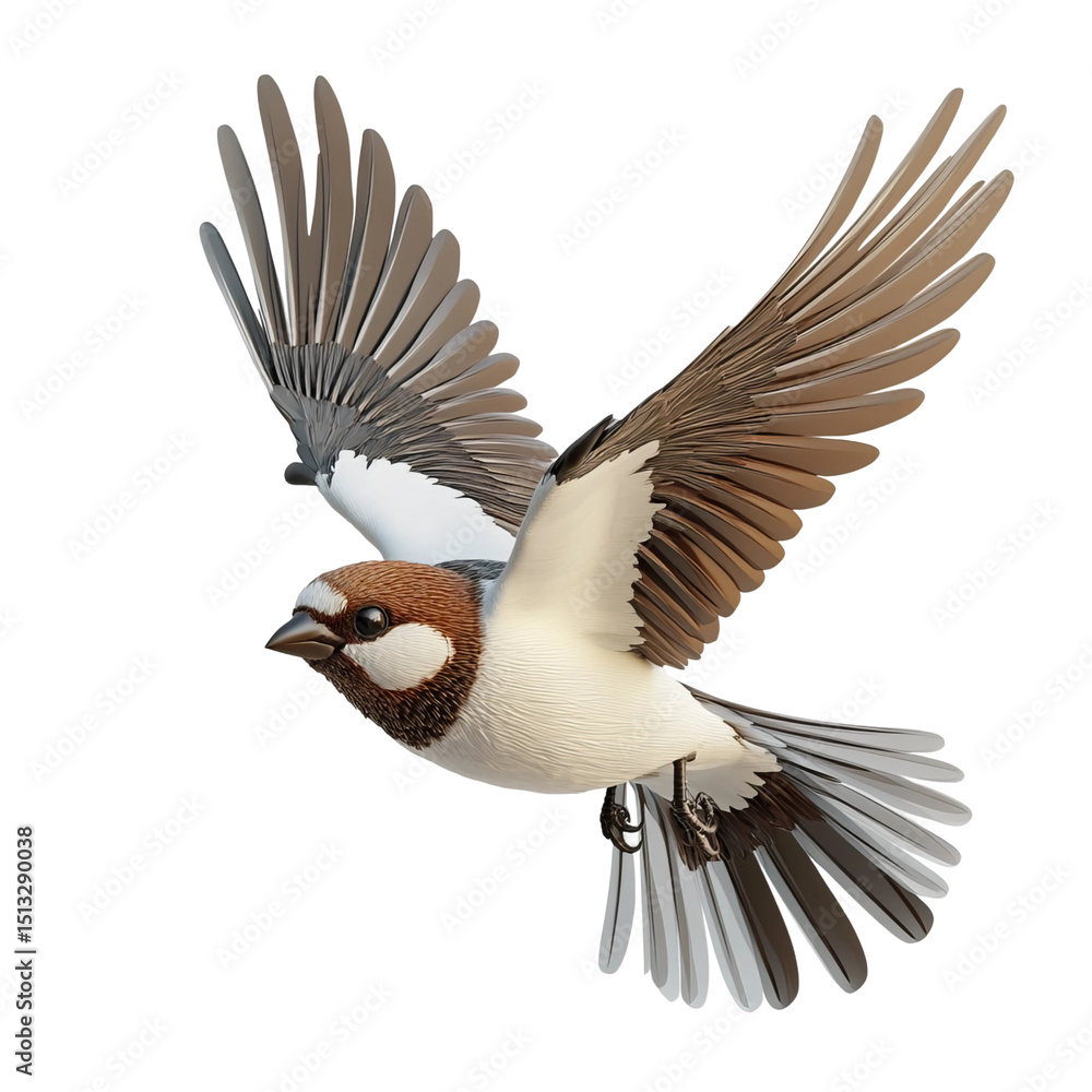 Obraz premium 3d render of a flying bird on isolated