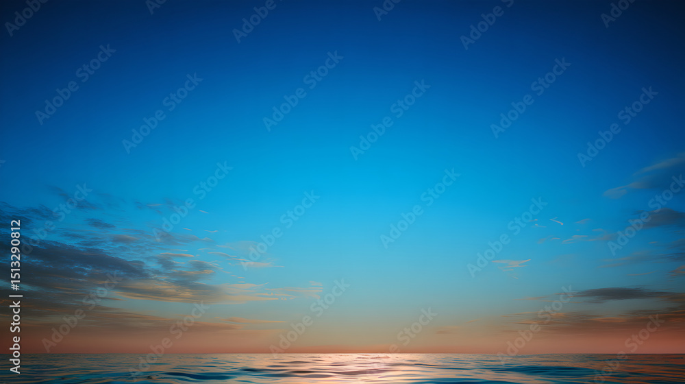 Obraz premium There are blue skies and white clouds on the sea surface, with a background image of simple color tones, no physical objects, clean background, and replication space