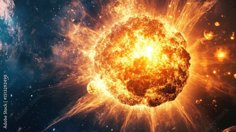 Fototapeta premium Stellar Burst: Energetic Depiction of Cosmic Fireball in Deep Universe