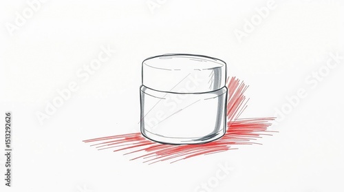 Eerie Surreal Hand-Drawn Sketch Skincare Cream Jar Mockup in Infrared Tones