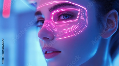 Futuristic beauty technology, AI-powered skincare analysis, advanced facial recognition.