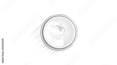 Hand-drawn Sketch Overhead Bird's-Eye View of White Cream Jar Mockup