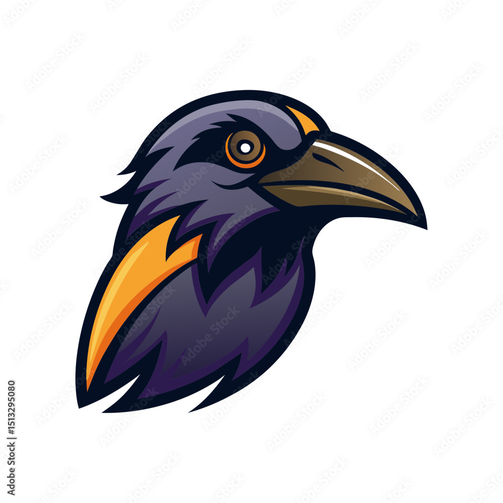 Fototapeta premium crow head icon smooth side vector