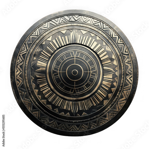 Ornate ancient shield design isolated on transparent background